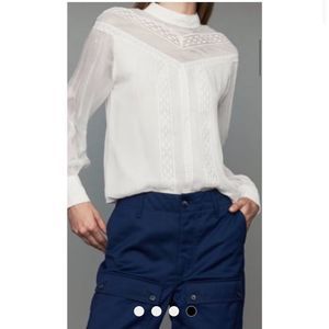 Maje White top with broderie blouse S